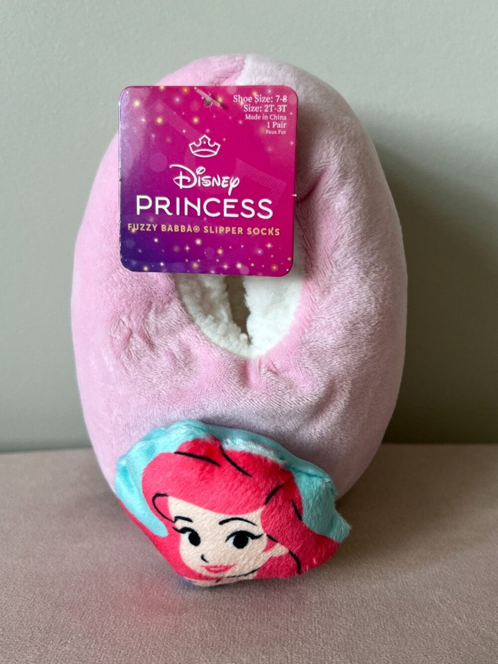 NWT Disney Princess Ariel Fuzzy Babba Slipper Socks Toddler 2T 3T